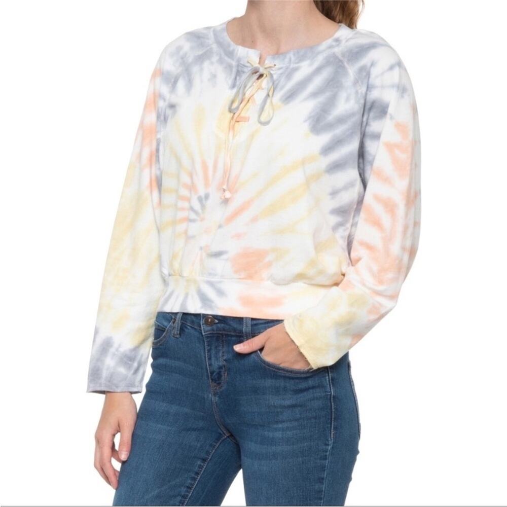 YFB YOUNG FABULOUS BROKE White Tie Dye Long Sleeve Pullover Sweatshirt Top M